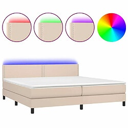 Sommier à lattes LED,Cadre à lattes de lit avec matelas pour Adulte Cappuccino 200x200 cm -MN12425