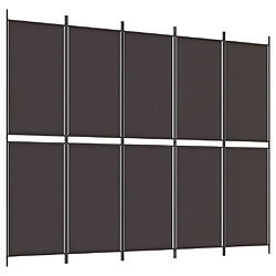 Maison Chic Paravent/Cloison de séparation 5 panneaux Marron 250x200 cm Tissu -MN57658