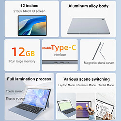 Tablette Windows 11 Grand Écran 12 Pouces 12GB+256GB + Clavier + SD 256Go YONIS pas cher