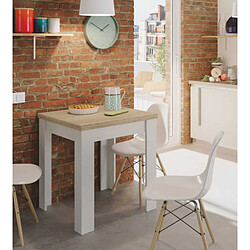 Dansmamaison Table d'appoint extensible Blanc/Chêne clair - CARTIA