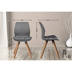 Decoshop26 Lot de 2 chaises de salle à manger en plastique gris style scandinave pieds bois CDS101142