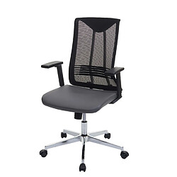 Decoshop26 Chaise de bureau ergonomique pivotante avec accoudoirs en tissu mesh gris 04_0001885