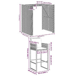 vidaXL Ensemble de bar de jardin 3 pcs et coussins gris résine tressée pas cher