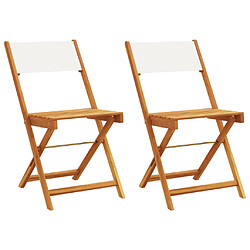 vidaXL Chaises de bistrot lot de 2 blanc crème bois acacia et tissu