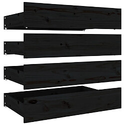 vidaXL Tiroirs de lit 4 pcs Noir Bois de pin massif