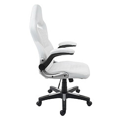 Decoshop26 Fauteuil chaise de bureau pivotante hauteur réglable mécanisme à bascule synthétique blanc 04_0001855 pas cher