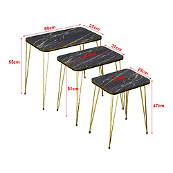 Helloshop26 Set de 3 tables d'appoint rectangulaires gigognes noir 03_0008400