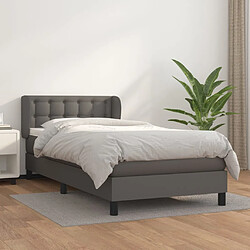 vidaXL Sommier à lattes de lit avec matelas Gris 90x200 cm Similicuir