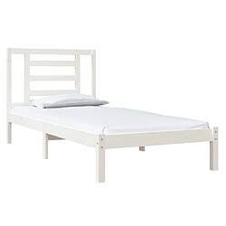 Avis Maison Chic Lit Moderne Chambre - Cadre/structure de lit pour adulte Blanc Bois de pin massif 90x190 cm Simple -MN70680