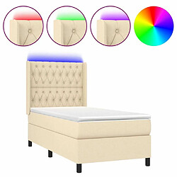 Sommier à lattes,Cadre à lattes de lit pour Adulte matelas et LED Crème 100x200 cm Tissu -MN95648