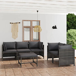 Maison Chic Salon de jardin 6 pcs + coussins - Mobilier/Meubles de jardin - Table et chaises d'extérieur Résine tressée Gris -MN61588