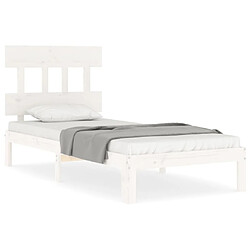 Maison Chic Cadre/structure de lit avec tête de lit pour adulte - Lit Moderne Chambre blanc simple bois massif -MN49576