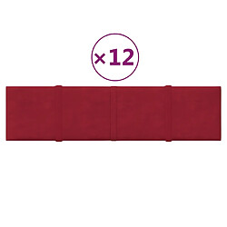 vidaXL Panneaux muraux 12 pcs Rouge bordeaux 60x15 cm Velours 1,08 m²