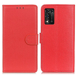 Etui en PU texture litchi avec support, rouge pour votre ZTE Libero 5G II 5G