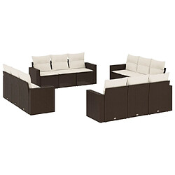 Maison Chic Salon de jardin avec coussins 12 pcs, Ensemble Tables et chaises de jardin, marron résine tressée -GKD163181