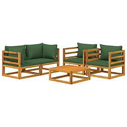 Avis Maison Chic Ensemble de 5 Tables et chaises d'extérieur avec coussins,Salon de jardin vert bois massif -GKD572416