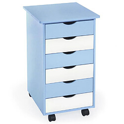 Avis Helloshop26 Caisson de bureau meuble en bois enfant 66 cm bleu et blanc 08_0000393