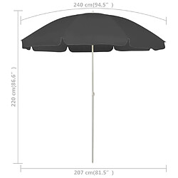 vidaXL Parasol de plage Anthracite 240 cm pas cher