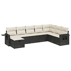 Maison Chic Ensemble Tables et chaises d'extérieur 8 pcs avec coussins,Salon de jardin noir résine tressée -GKD972625