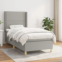 Maison Chic Structures de lit + matelas,Lit à sommier tapissier avec matelas Gris clair 80x200 cm Tissu -MN93748