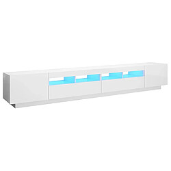 vidaXL Meuble TV avec lumières LED Blanc brillant 260x35x40 cm