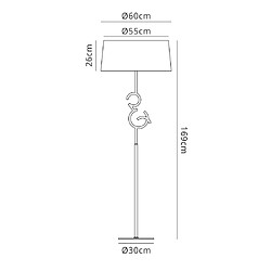 Luminaire Center Lampadaire Argi 4 Ampoules E27 avec TaupeAbat jour marron oxydé