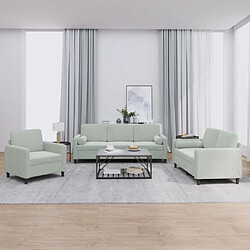 Maison Chic Ensemble de canapés 3 pcs avec coussins, Canapé droit Sofa pour Salon gris clair velours -GKD179754