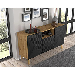 Acheter Bestmobilier Velato - buffet bas - bois et noir - 146 cm