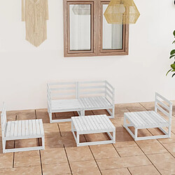 Maison Chic Salon de jardin 5 pcs - Table et chaises d'extérieur - Mobilier/Meubles de jardin Moderne Blanc Bois de pin massif -MN36951