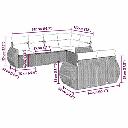 Avis vidaXL Salon de jardin avec coussins 7 pcs gris clair résine tressée