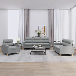 Maison Chic Ensemble de canapés 3 pcs avec coussins, Canapé droit Sofa pour Salon Gris clair Tissu -GKD484361