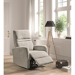 Acheter Pegane Fauteuil relax électrique en microfibre couleur Gris clair - Longueur 77 x Profondeur 84 x Hauteur 109 cm