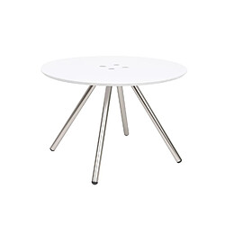 LEITMOTIV Table basse ronde Sliced - 4 pieds chromés - Diamètre 60 cm x Hauteur 40 cm - Blanc Leitmotiv - Table basse ronde Sliced - 4 pieds chromés - Diamètre 60 cm x Hauteur 40 cm - Blanc - Moderne