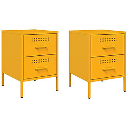 vidaXL Tables de chevet 2 pcs jaune moutarde 36x39x50,5 cm acier