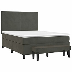 Avis Maison Chic Lit Adulte - Lit simple Lit à sommier tapissier et matelas moelleux - Meuble de Chambre - Gris foncé 140x200cm Velours -MN14964