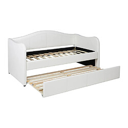 Acheter Vente-Unique Lit banquette gigogne MATHILDE - 2 x 90 x 190 cm - Simili - Blanc