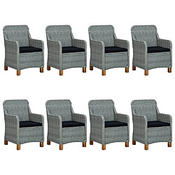 Maison Chic Mobilier à dîner 9 pcs et coussins- Ensemble table et chaises d'extérieur - Salon/Mobilier de jardin classique Résine tressée Gris clair -MN64162