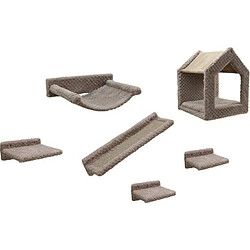 Mur d'escalade pour chats - KERBL - MONTE BALDO - 6 pieces - Gris - Niche vaste