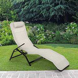 Beach And Garden Design Chaise longue de plage et de jardin pliante en acier Pasha LuxURY, Couleur: Gris