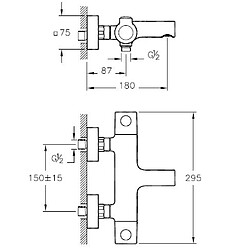 Mitigeur bain douche thermostatique Vitra AQUAHEAT design rond chromé