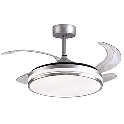 Ventilateur de plafond KEPLER argent, 4 pales escamotables, 72W LED 3000|4000|6000K, H35xP.108/50cm