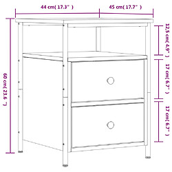 vidaXL Table de chevet sonoma gris 44x45x60 cm bois d'ingénierie pas cher