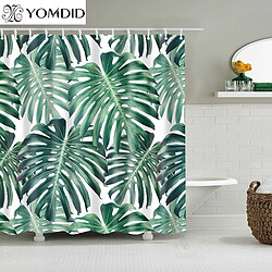 Universal Rideaux de douche de plantes tropicales vertes Rideaux de douche imperméables en polyester pour la salle de bains Rideaux imprimés pour la douche de la salle de bains (180 * 180 cm)