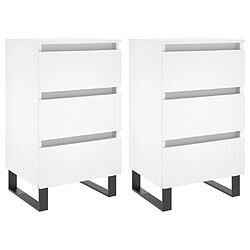 vidaXL Tables de chevet 2 pcs blanc 40x35x69 cm bois d’ingénierie