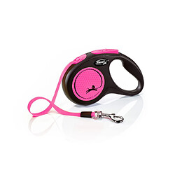 Laisse New Neon M Tape 5 m black/ neon pink Flexi CL21T5-251-S-NEOP