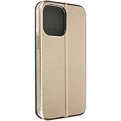 Avizar Housse pour iPhone 14 Pro Max Clapet Porte-carte Support Vidéo Design élégant Or