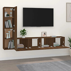 Avis Maison Chic Ensemble de meubles TV 4 pcs | Banc TV Moderne pour salon | Meuble de Rangement - Chêne marron Bois d'ingénierie -MN21390