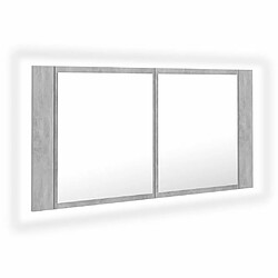 Maison Chic Armoire de salle de bain,Meuble de rangement,Meuble haut à miroir LED Gris béton Acrylique -GKD140950