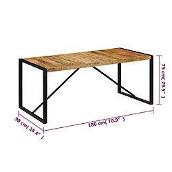 vidaXL Table à manger 180x90x75 cm Bois de manguier massif pas cher