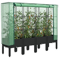 vidaXL Jardinière surélevée avec housse aspect rotin 160x40x140 cm